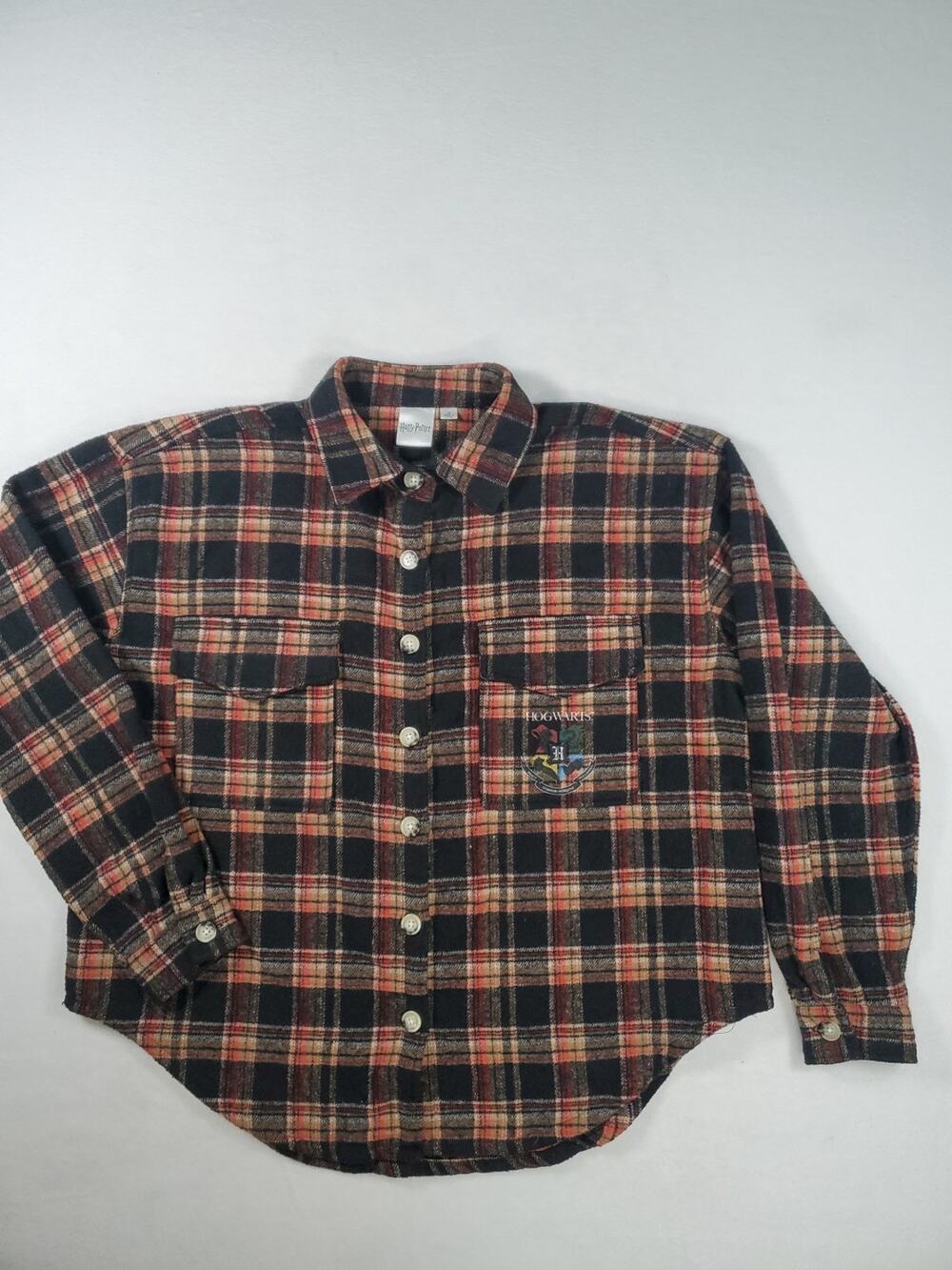 Harry Potter Multi Fall Colors Plaid Woven Button Up Shirt